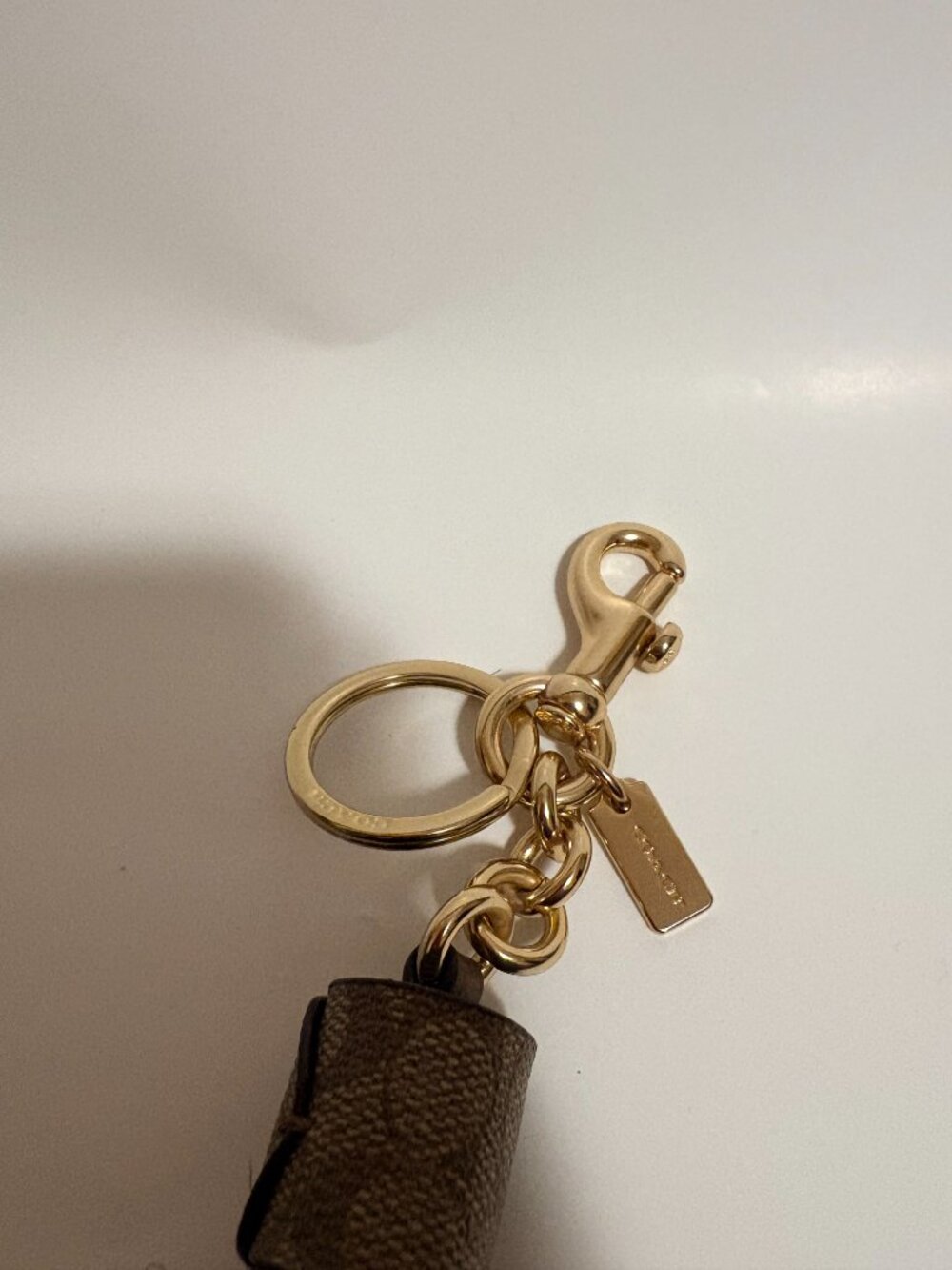 Coach F74076 Signature Canvas Tassel Bag Charm Keychain Gold Hardware - Picture 2 of 4